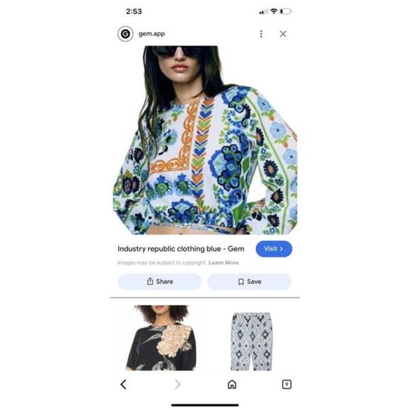 Industry Republic Women's Long Sleeve Crop Top with Blue Floral Print - Picture 3 of 10